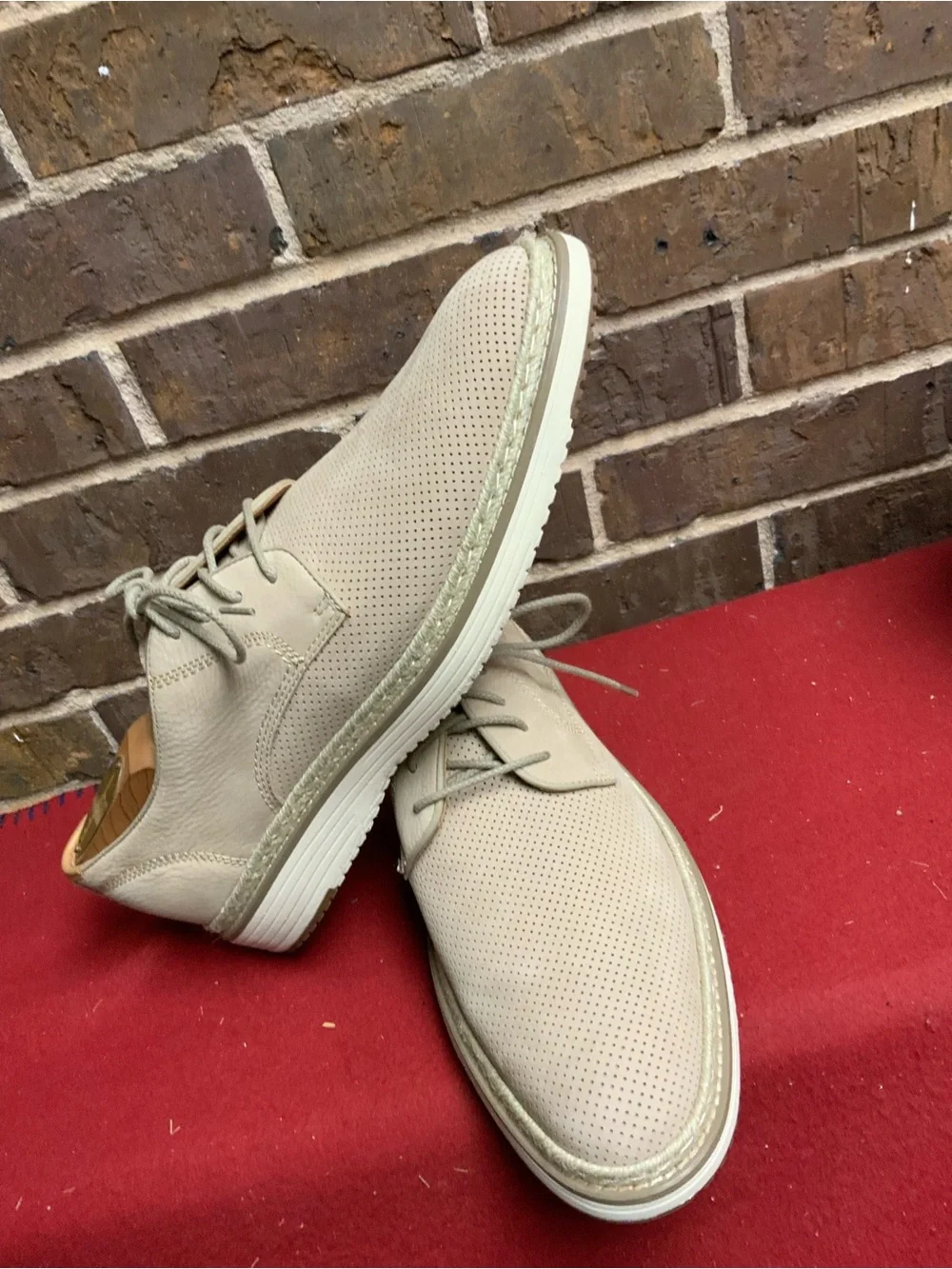 Johnston & Murphy Light Taupe Perforated Leather Derby